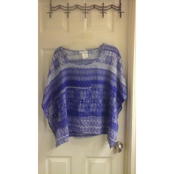 Ambiance Apparel Blouse Junior girls size small, thin, square purple & white NWT - Picture 1 of 4